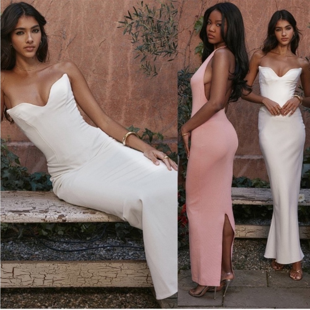 HOUSE OF CB XSmall Tamara' Ivory Strapless Corset Dress white